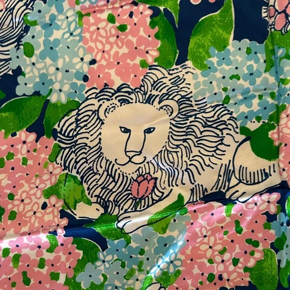 Lilly Pulitzer Floral and Lion Print Silk Scarf - Picture 3 of 5